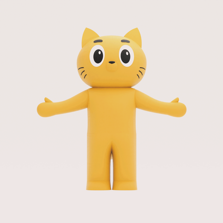 direct front profile of custom inflatable cat mascot