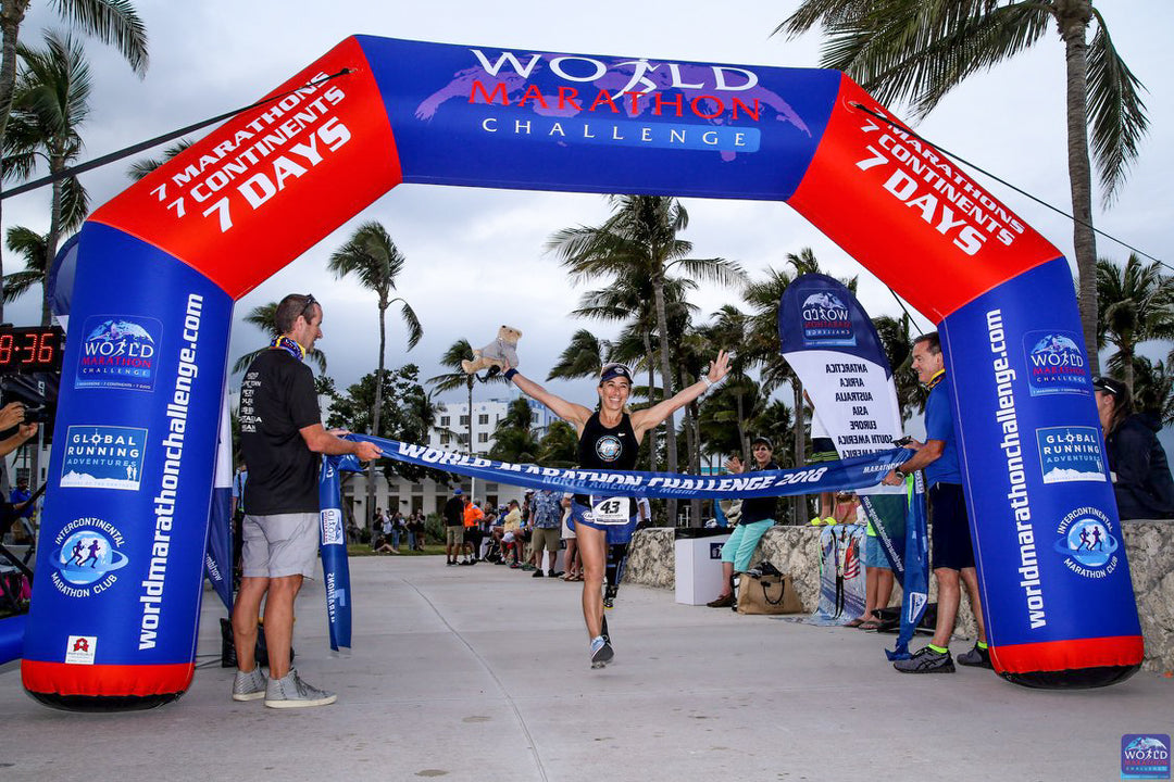 world marathon challenge finish line archway