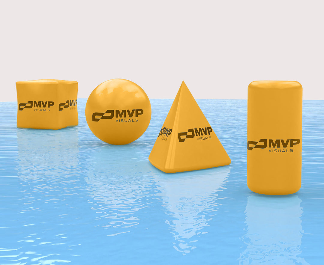 Custom inflatable buoys for water events—branded with your logo, built for visibility, and designed to mark swim routes, safety zones, or sponsor areas.