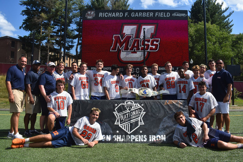 University of Massachusetts Amherst Team Photo Op Around Their Custom Outdoor Table Covers