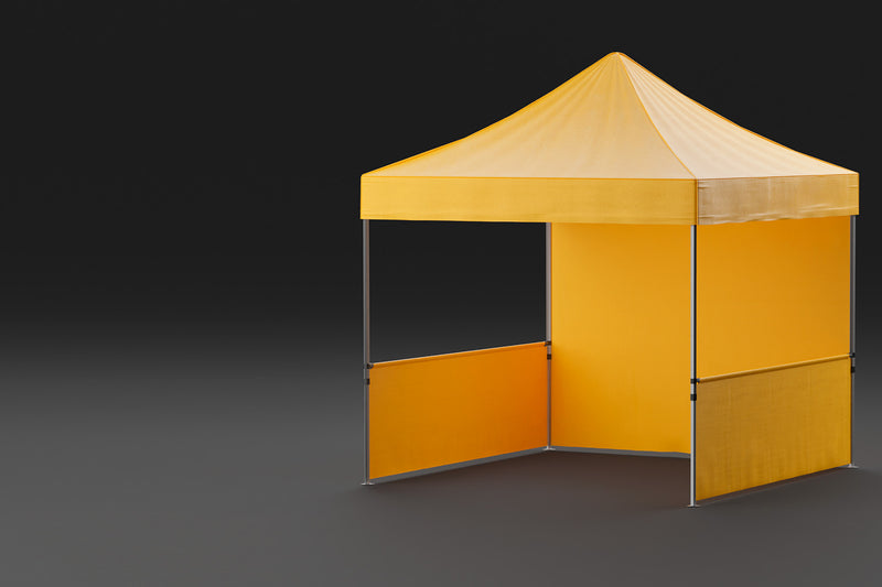 yellow custom canopy tent with side walls and backwall by MVPVisuals for Custom Tents