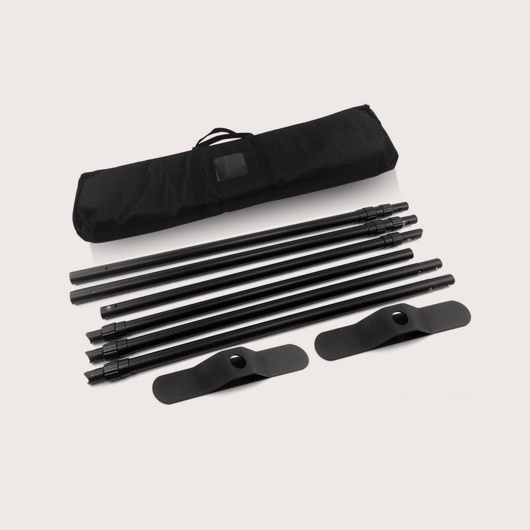 base hardware and carrying bag for backdrpo banner