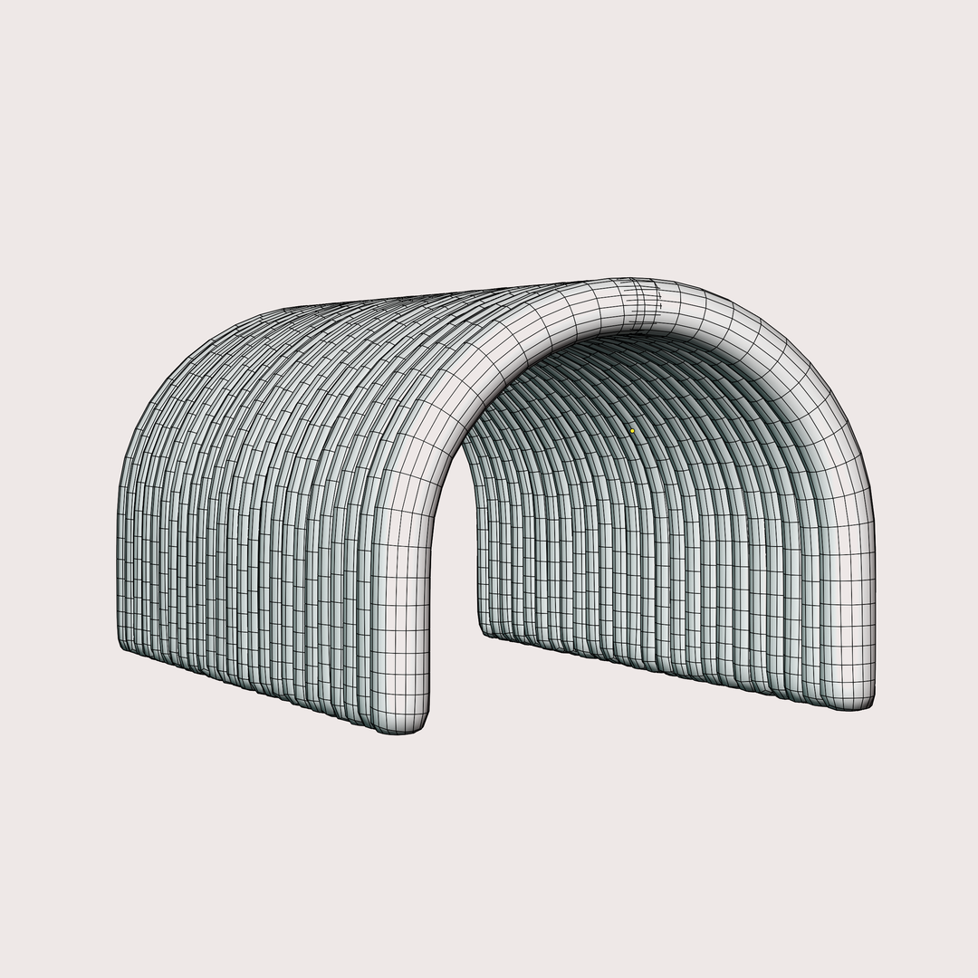 3D wireframe of custom inflatable tunnel