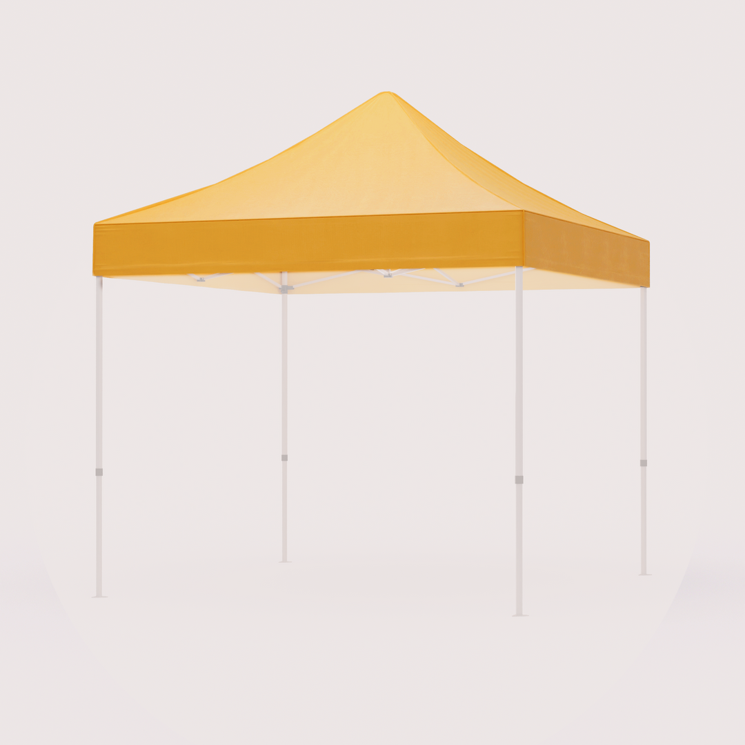 10x10 custom canopy tent with poles faded out to highlight the printable canopy surface