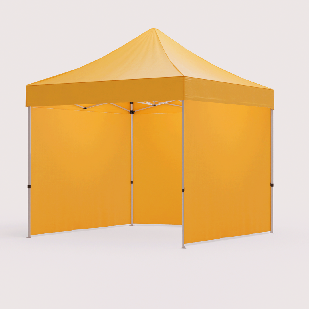 10x10 custom canopy with full height walls on both sides and back