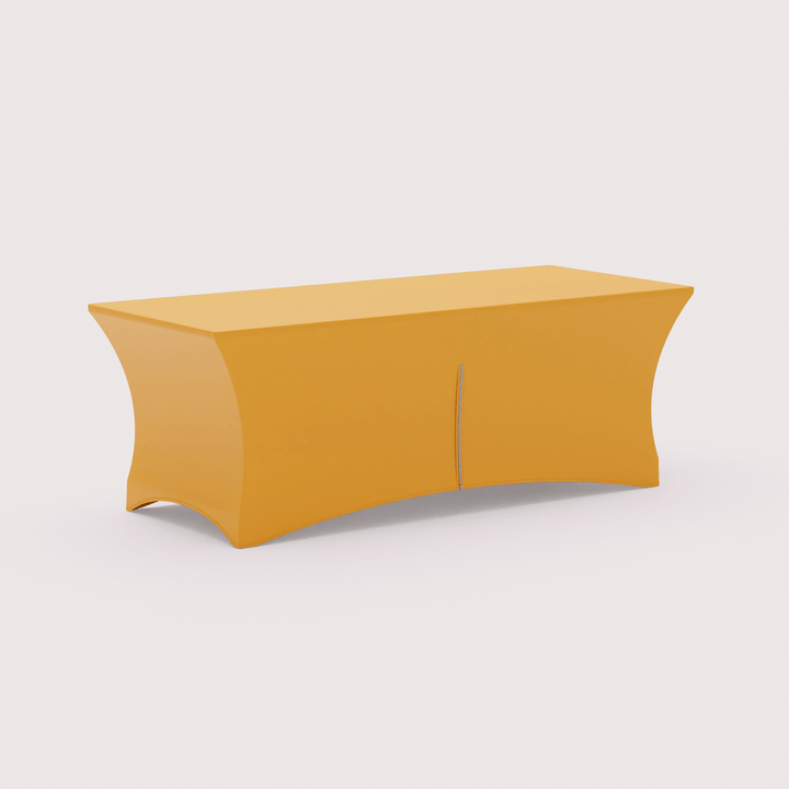 custom stretch table cover with closed back and zippers