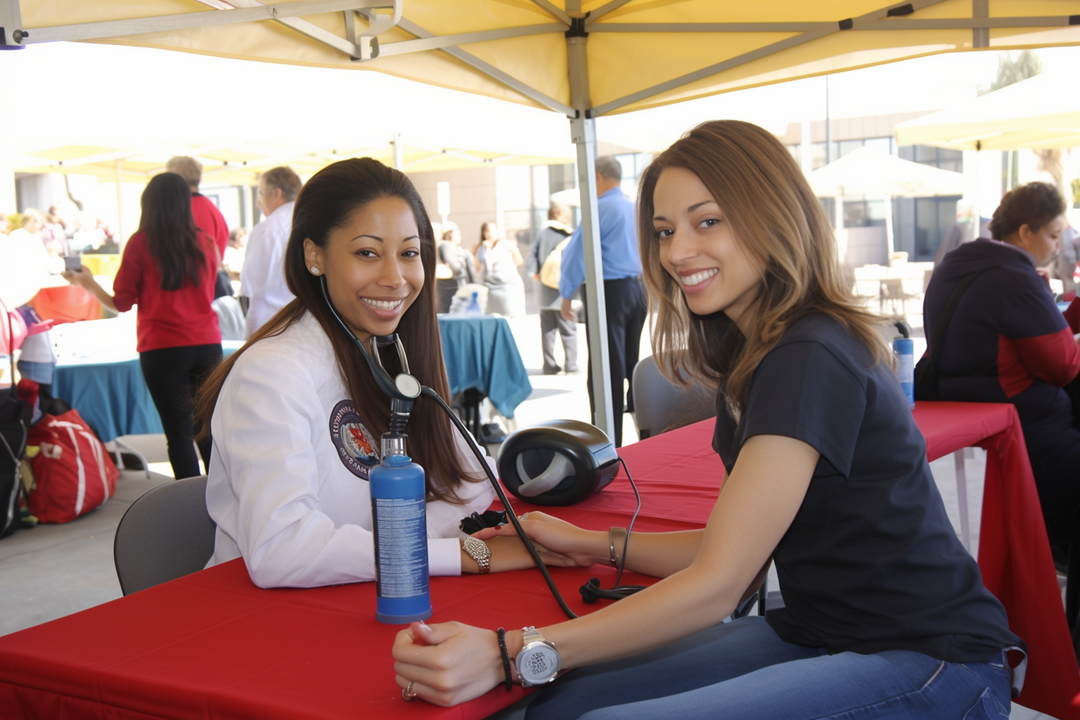 blood pressure testing conducted at health fair