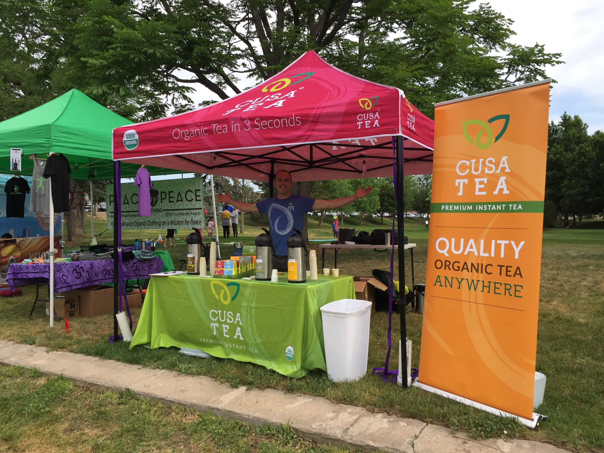outdoor booth set up of cusa tea vendor