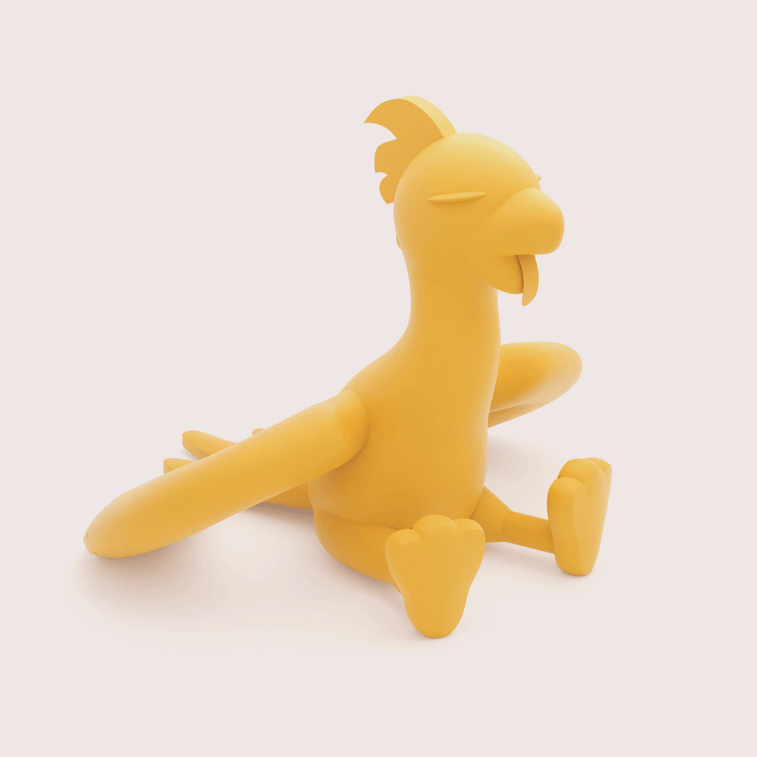 3d model of inflatable custom chicken mascot sitting with its wings spread wide apart