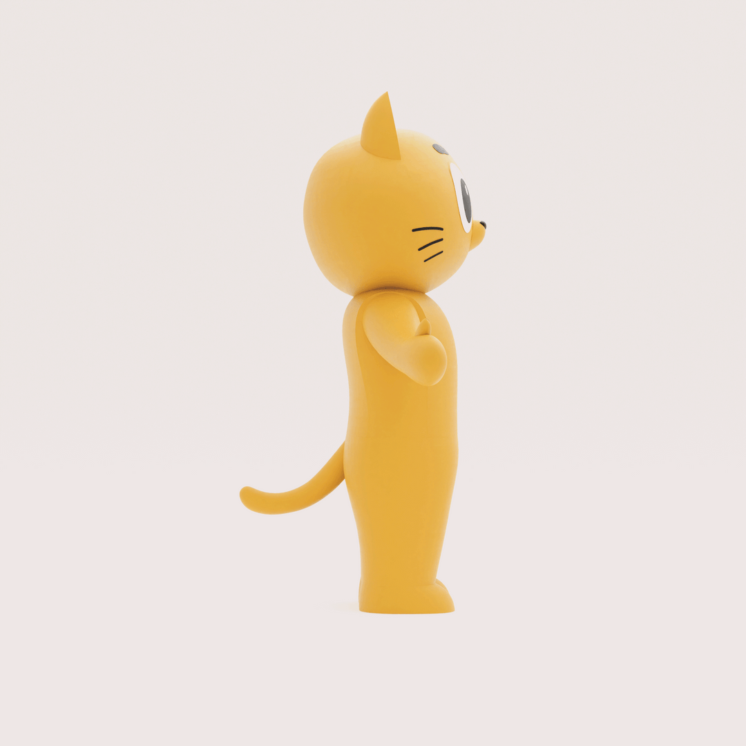 side profile of 3d model of custom inflatable cat mascot