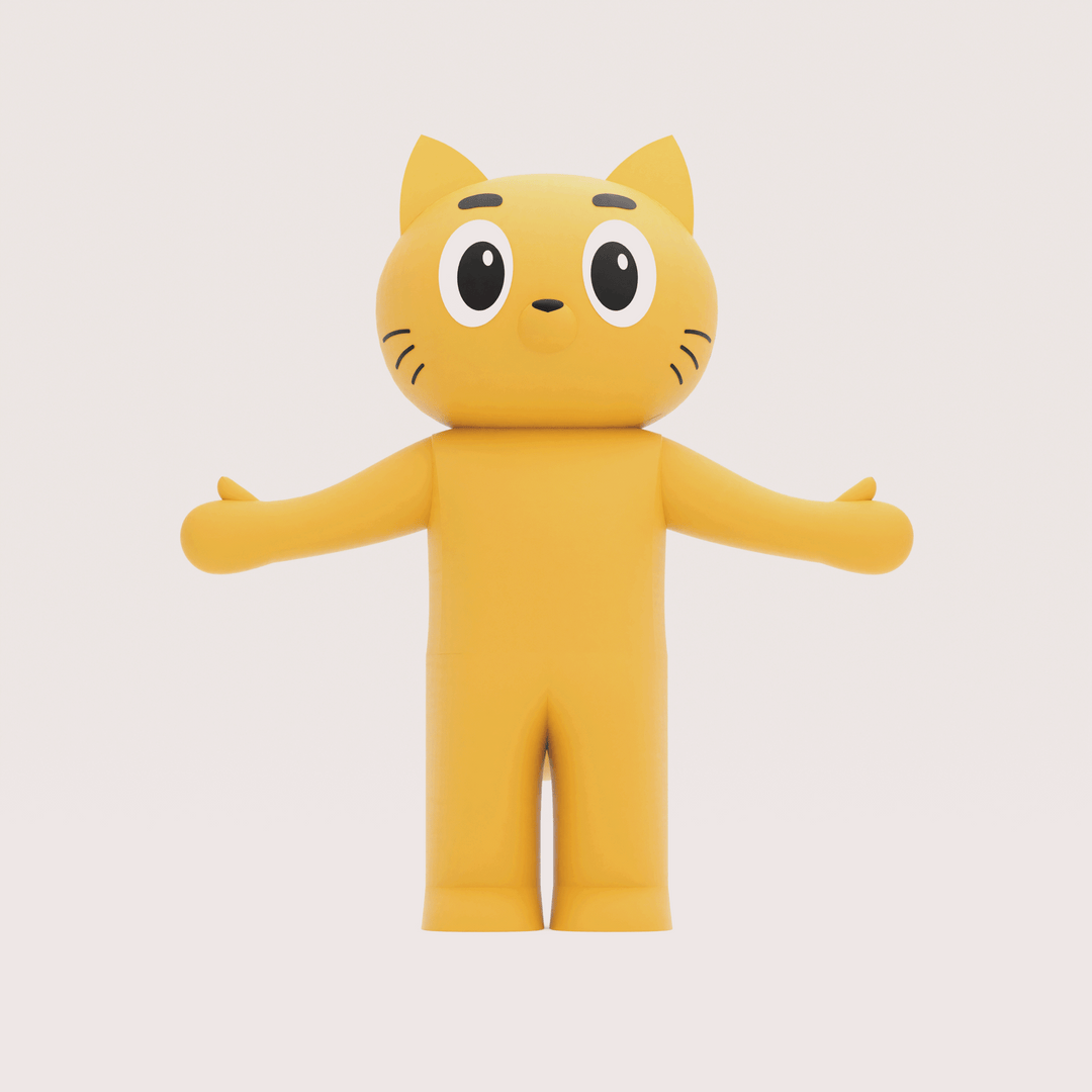 direct front profile of custom inflatable cat mascot