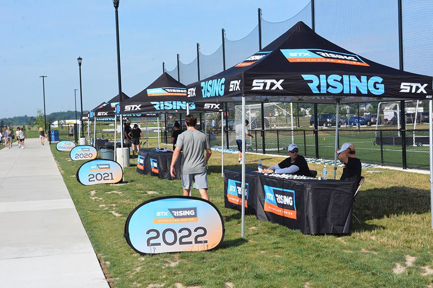 STX Rising event with consecutive year pop out banners and branded tents