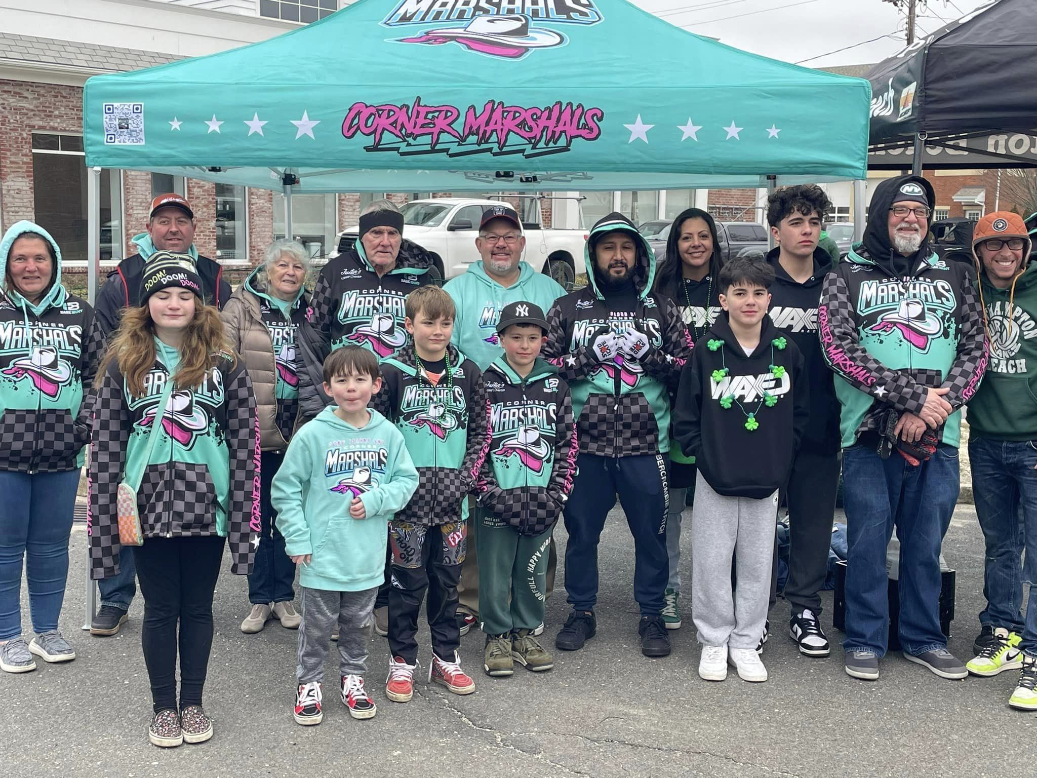 Corner Marshals BMX custom canopy tent group photo