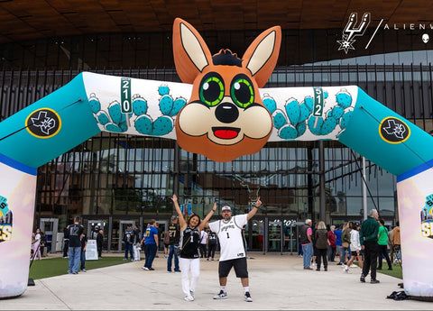 San Antonio Spurs custom mascot inflatable arch at a fan event