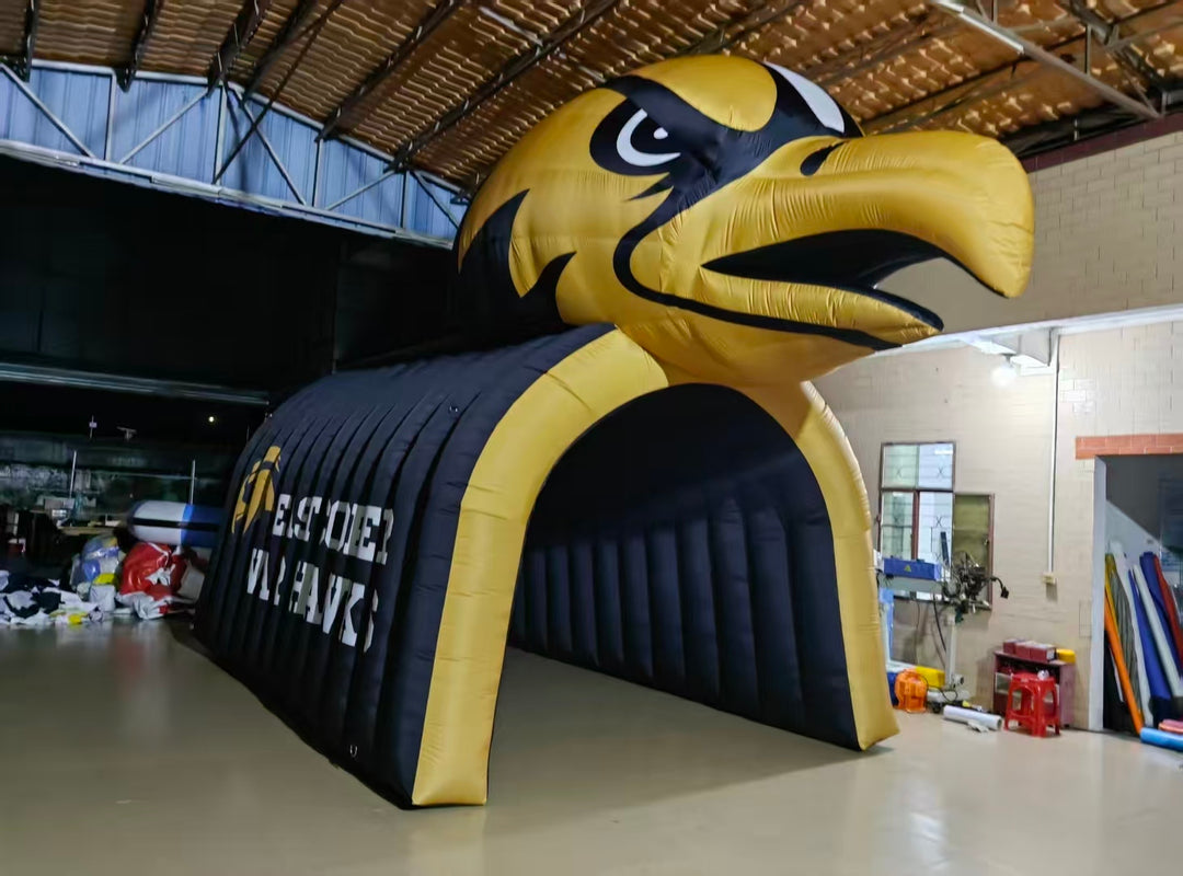 orange and white inflatable football helmet tunnel for Wichita Falls Dolphins