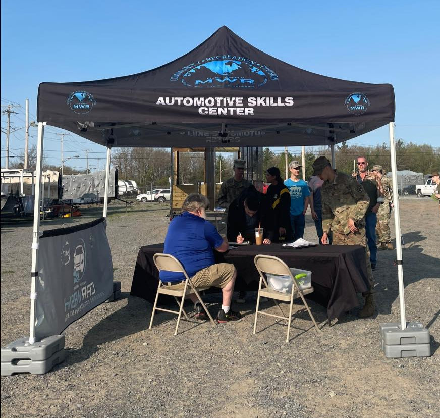 Fort Drum Automotive Skills Center 10x10 canopy tent used for military training event setup
