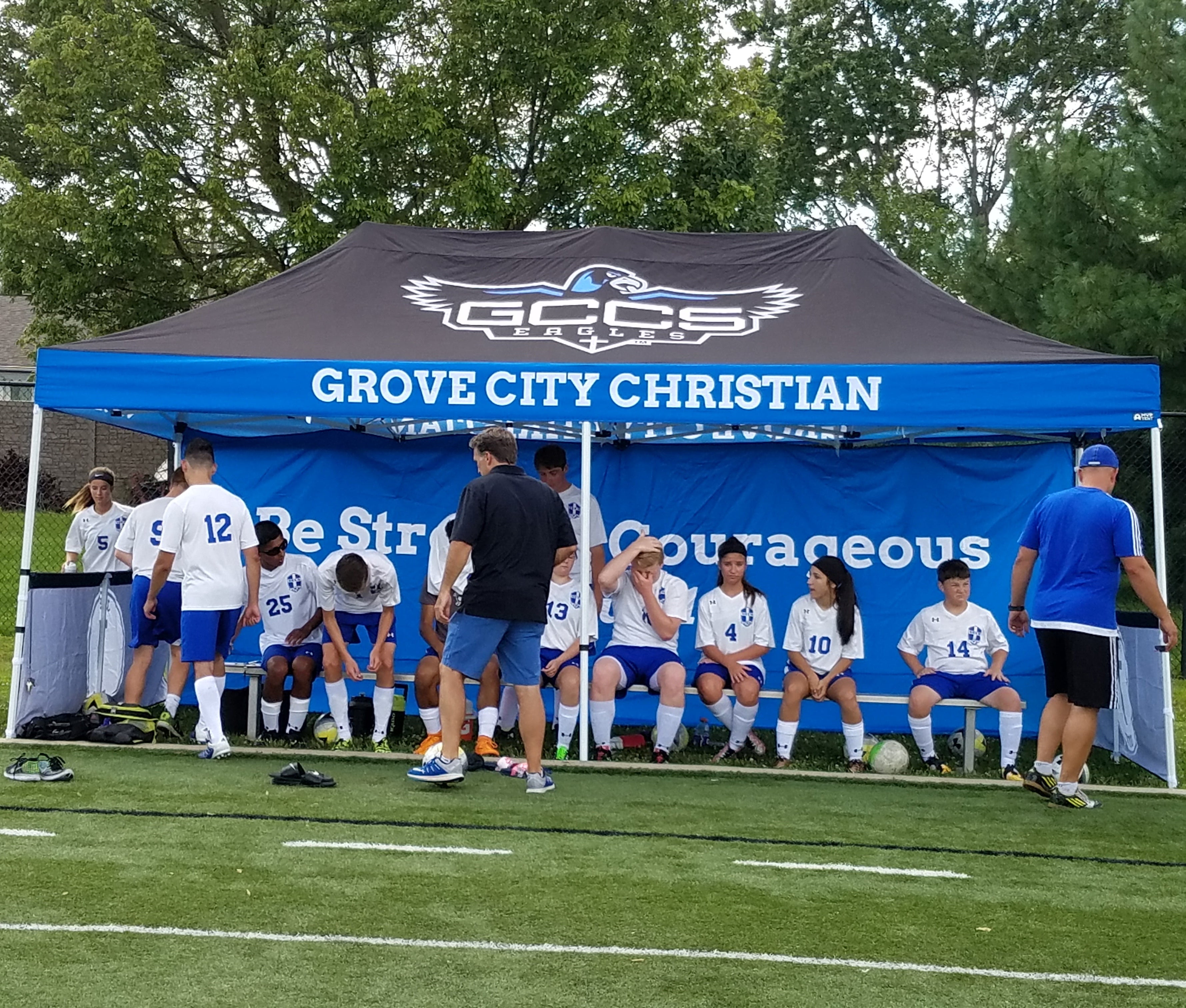 Grove City Christian 10x20 canopy tent soccer team sideline