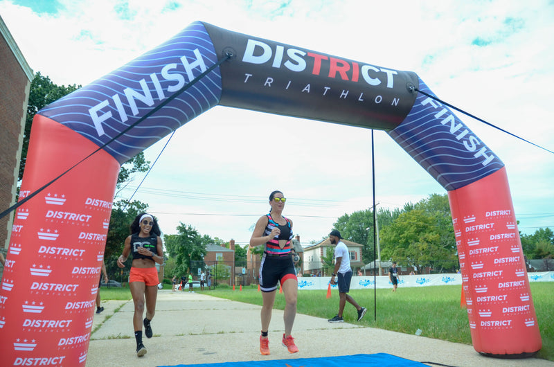 District Triathlon inflatable arch race finish line
