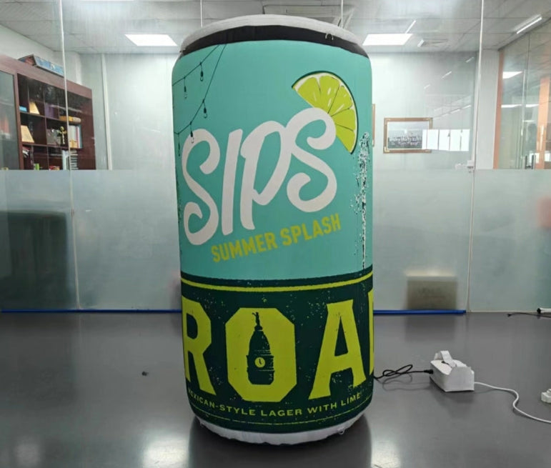 Inflatable can replica for Sips Summer Splash Mexican-style lager with lime