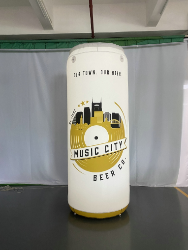 Inflatable can display for Music City Beer Co with city skyline logo