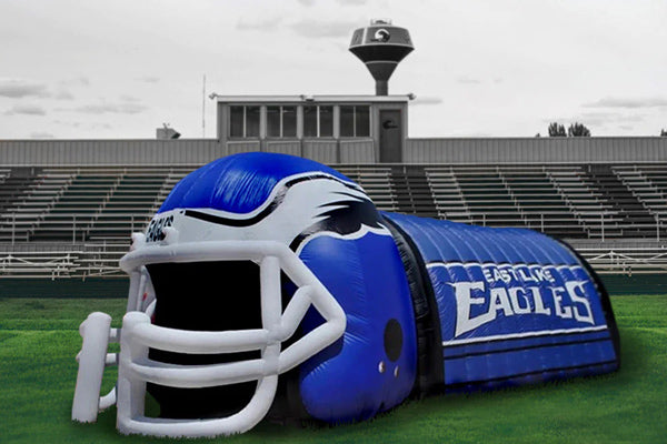 east line eagles inflatable football helmet tunnel inside a football stadium