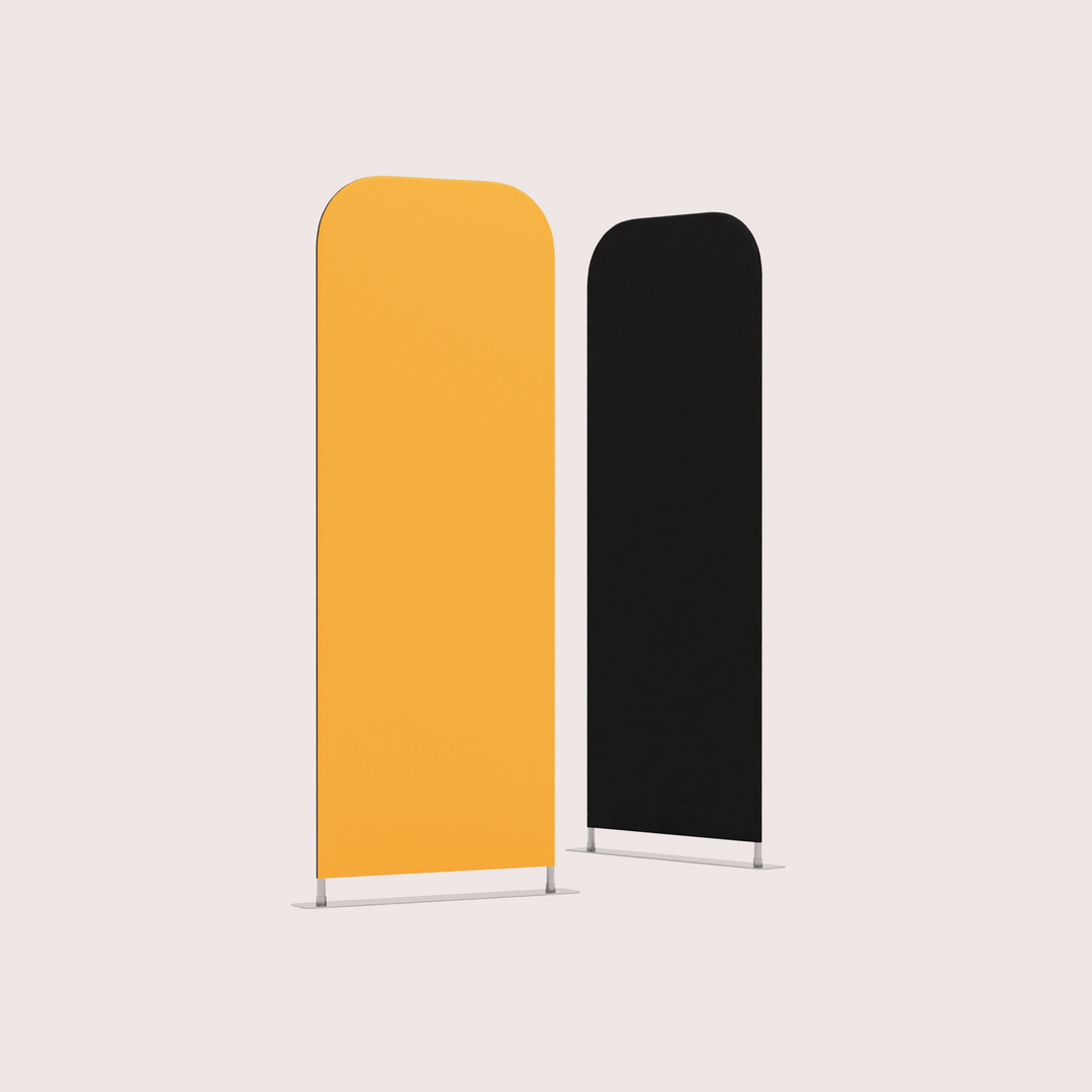 black and yellow blank tension fabric banner stands