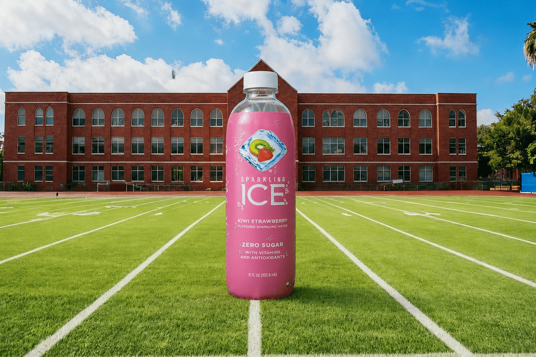 Sparkling ice, inflatable bottle
