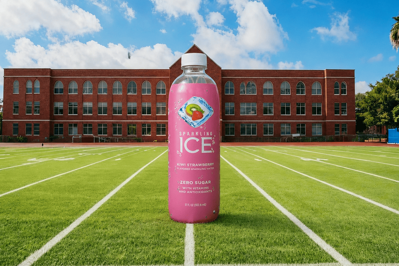 Sparkling ice, inflatable bottle