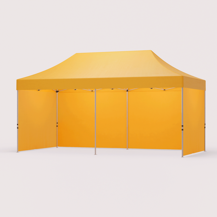 10 x 20 custom canopy with full-walls on both sides and back