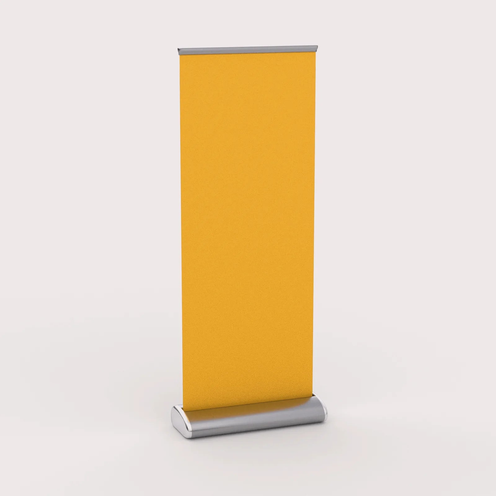 Retractable banner in its freestanding base
